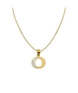 Genuine 14k Two-tone Gold 0.59" Diamond-cut Initial Letter O Necklace 16" to 22" - $361.35 - $456.39
