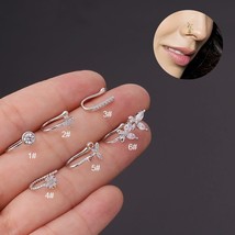 1Pc Fake Piercing Nose Ring  Snowflake  Clip On Nose Ear Clip Cuff Earri... - $72.22