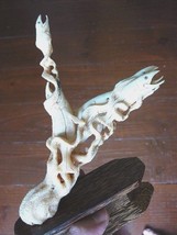 (octo-5) Octopus + Salmon fish of shed ANTLER figurine detailed carving deep sea - £219.07 GBP