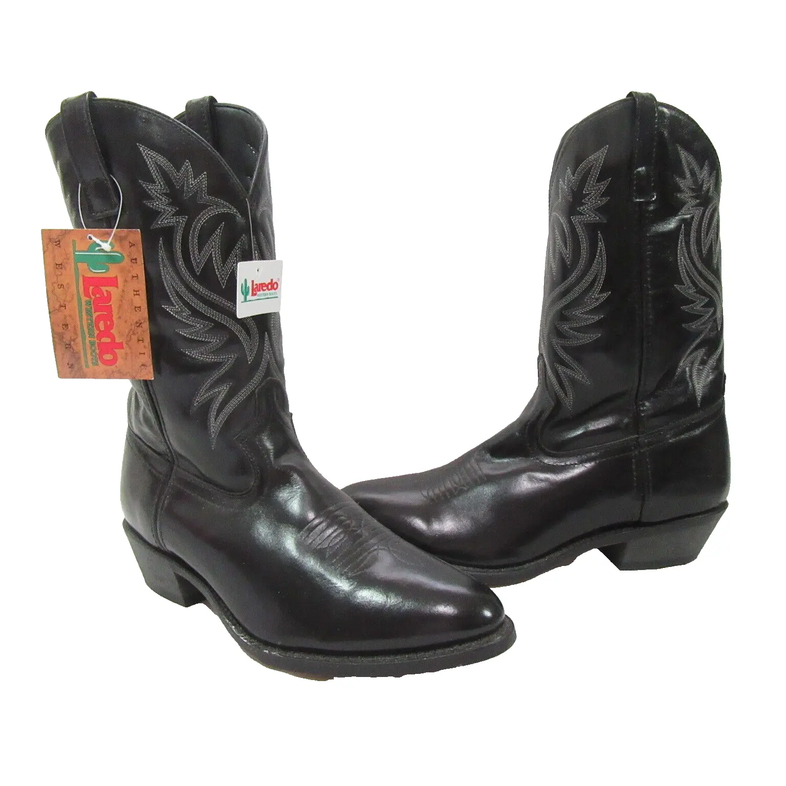 Laredo London Black Leather Western Cowboy Boots, Men&#39;s 12EW - $100.00