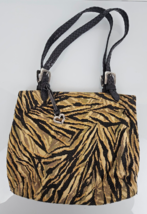 Brighton Tapestry Animal Tiger Print Shoulder Bag Purse Braided Leather Strap - £47.46 GBP
