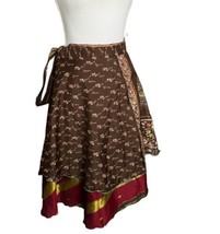 Wevez Silk Blend Wrap Sari Skirt S Wearable Art Layered NEW - $24.74