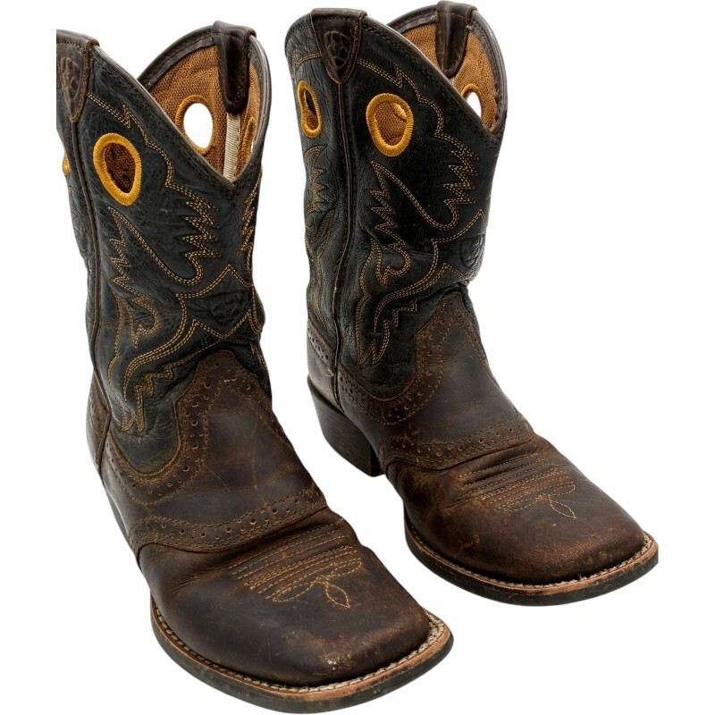 Ariat Boys' Roughstock Leather 4LR Square Toe Brown Western Boots size 2.5 Item image 3