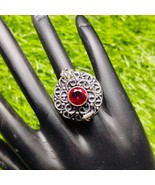 Vintage Red Gemstone Ring | Box Ring with Filigree Work | Statement Adju... - $934.70 MXN