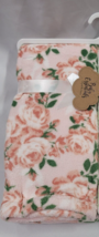 Baby Essentials Plush Fleece Blanket Pink Roses Flowers Green White Leav... - $19.79