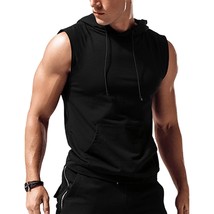 Men&#39;S Running Hooded Tank Tops Muscle Workout Athletic Shirts With Hoods... - £29.08 GBP