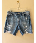YMI Sz 15/32 High Rise Dark Denim Stretch Distressed Shorts Dream Fit Po... - $23.32 CAD