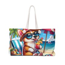 Personalised/Non-Personalised Weekender Bag, Summer Beach Dog, Corgi, Large Week - £39.69 GBP