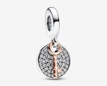 925 Silver and 14K Rose Gold-Plated Key to Happiness Family Double Dangl... - $18.50