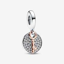 925 Silver and 14K Rose Gold-Plated Key to Happiness Family Double Dangl... - £14.79 GBP
