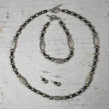 Freshwater Pearl Hill Tribe Silver Spacer Necklace Bracelet Earring Set ... - £32.15 GBP