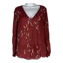Massimo Dutti Women’s 100% Silk Feather Print V-Neck Blouse Size 6 - £26.06 GBP