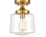 Mid-Century Retro Brass Glass Ceiling Lights Modern Semi Flush Mount Cei... - $91.99