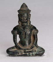 Antik Khmer Stil Bronze Meditation Bayon Buddha Statue - 14cm/15.2cm - £200.57 GBP