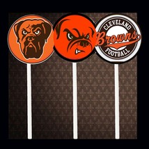 Cleveland Browns 2sided Cupcake Toppers lot 12  cake Party Supplies favors - $12.86