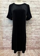 Worthington Black Velvet Dress Women Medium Ruffle Short Sleeve Knee Length NEW - £35.97 GBP