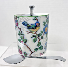 Midwinter Bird Chintz Jam Pot w Spoon and Lid Staffordshire Floral Butte... - $673.09 MXN