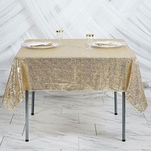 Champagne Sequin 60X60&quot;&quot; Table Overlay Sparkly Wedding Party Catering Event Sale - £28.81 GBP