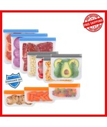 Eco-Friendly 10 Pack Reusable Silicone Storage Bags - Dishwasher &amp; Freez... - $344.75 MXN