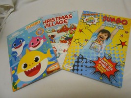 New lot 3 kids jumbo Coloring &amp; Activity Books Christmas Village Baby Shark Ryan - £6.72 GBP