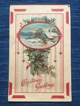 688A~ Vintage Postcard Christmas Greetings Farm House Holly 1¢ ~D Series... - £3.90 GBP