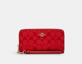 Coach Long Zip Around Wallet In Signature Canvas - Miami Red - $210.00