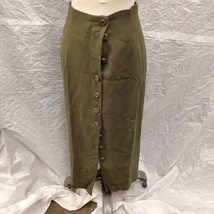 Michael Max Signature Designs Women&#39;s Wool Blend Olive Green Skirt with ... - $29.69