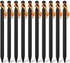 10 Pack Tent Stakes Heavy Duty, Aluminum Tent Stakes Pegs, Metal Tent Sp... - £8.26 GBP
