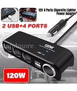 4 Way 12V USB Car Cigarette Splitter Lighter Charger Socket Adapter Plug... - $16.00
