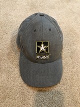 Men&#39;s Grey &amp; Gold Us Army Army Strong Embroidered Hat, Adjustable Strap, Guc - £9.02 GBP
