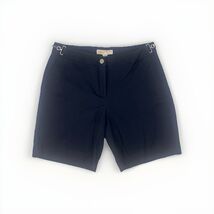Michael Kors Size 8 Navy Blue Flat Front Shorts With Silver Side Buckles - $15.99