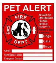 Pets Inside Alert - Rescue - Emergency - Fire Window Stickers / 4 Pack - £4.69 GBP