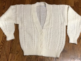 Ladies Liz Thomas Knit Ribbed Cardigan L/S 4 Button Loose Weave Sweater ... - $25.00