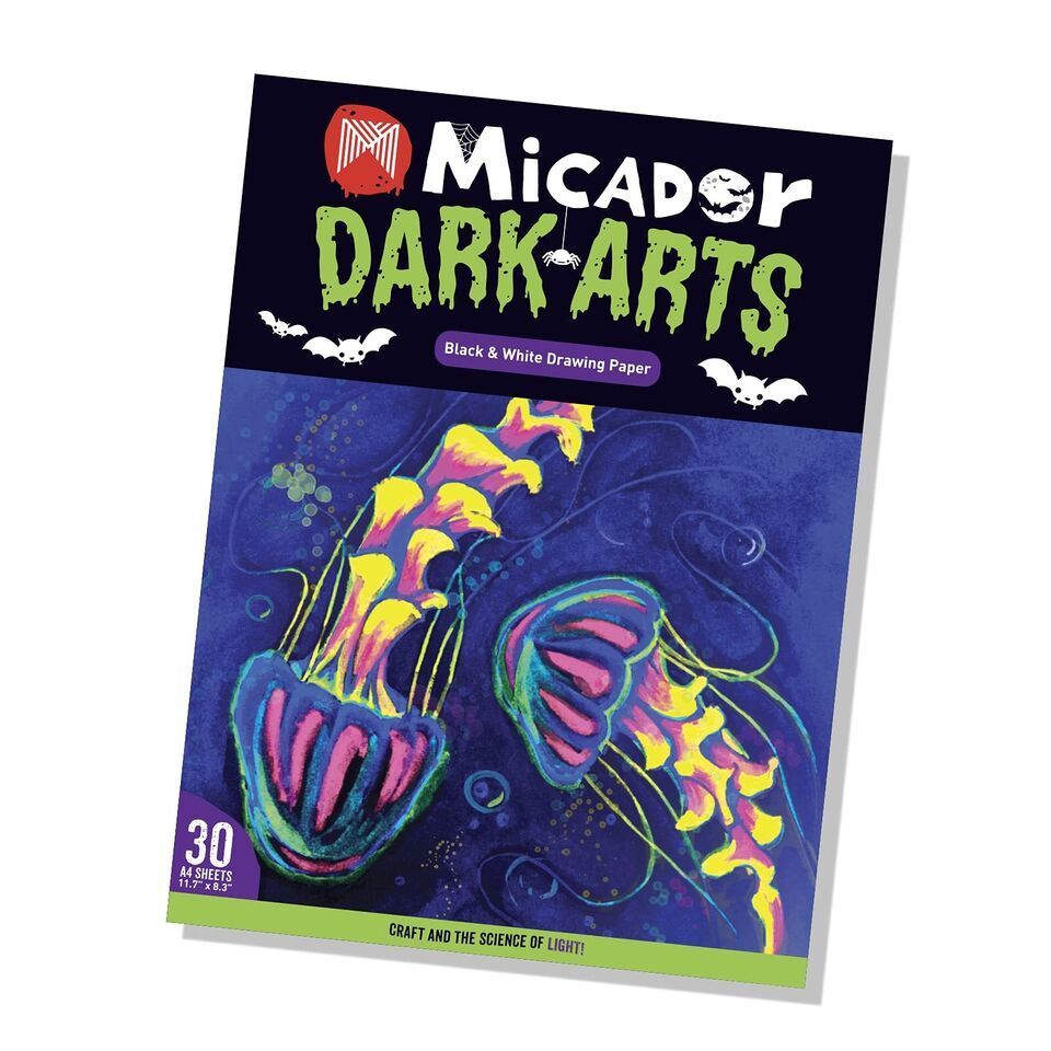 Magic Sketch: A4 Drawing Pad with 15 Black and 15 White Sheets for Dark ... - $13.85