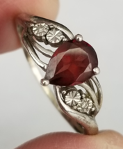 Sterling Silver and garnet ladies ring 925 size 10 vintage ESTATE SALE - $39.99
