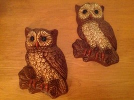 Owl Wall Art Figurines Plaques Papier Mache Decoration Vintage Pair - $12.34