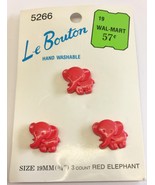 Lot 3 Le Bouton Elephant Buttons Red Size 3/4 inch Japan Style 5266 Vint... - £4.78 GBP