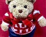 Build A Bear Bearemy Brown 14&quot; Red Hug Me Sweater Jeans Shoes Plush - $19.75