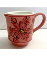 Vintage Italian Stoneware Creamer Pink/rose with Flower on one side Mark... - £17.40 GBP