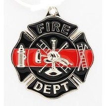 Fire Dept Logo Firefighters Thin Red Line Keychain - £8.72 GBP