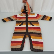 Baby Gap Fall Stripe Cotton Sweater Romper Hoodie Unisex Boy Girl Orange... - £15.81 GBP