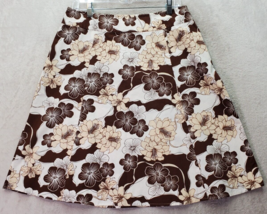 Madison &amp; Max A Line Skirts Women&#39;s Size 10 Brown White Floral Cotton Stretch - £18.12 GBP