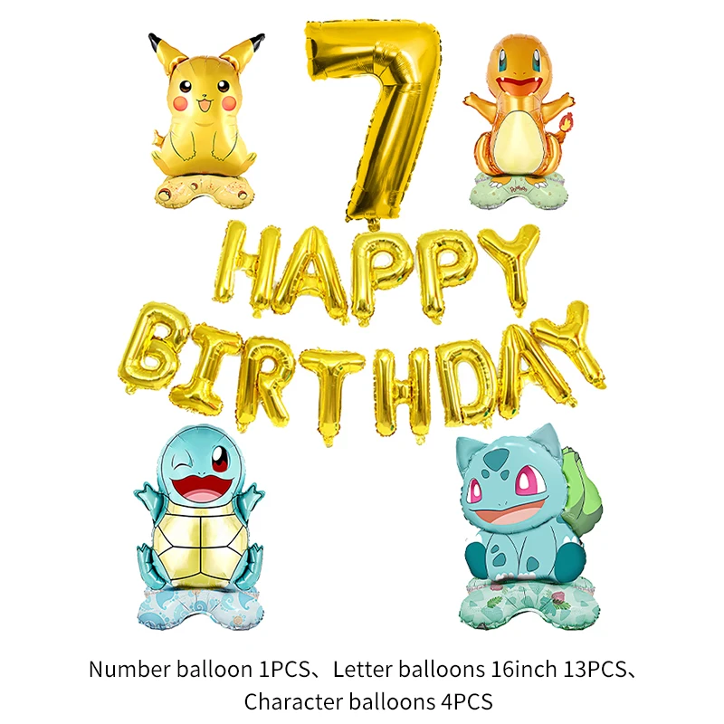 Number Balloon 7 Best Seller! Pokemon Pikachu Party Supplies, - £13.96 GBP