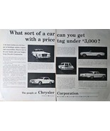 Chrysler Corporation price tag $3000 1962 vintage print ad - $13.67 CAD