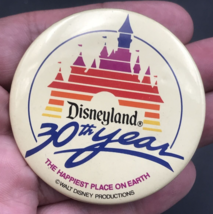 1985 Vintage Disneyland 30th Year Pin Happiest Place on Earth 2.25&quot; Diam... - $6.79