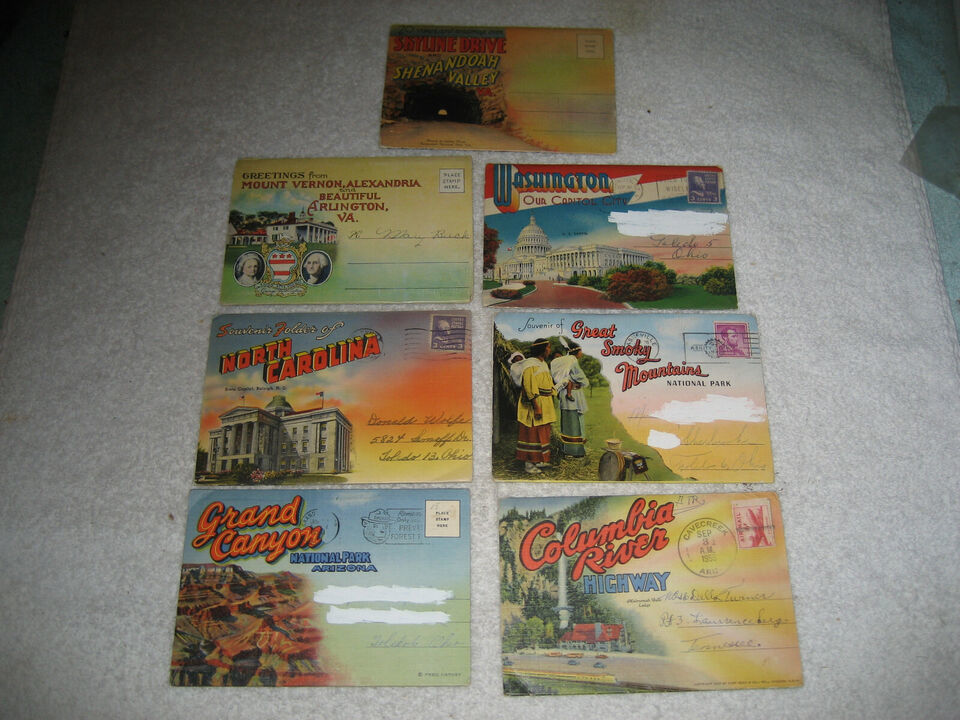 7 Souvenir picture Postcard Folder 1940s-50s Carolina Grand Canyon Smoky... - $29.69
