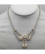 Crystal Bib Necklace High Sparkle Rhinestone Costume Pageant Silver Tone - $743.65 MXN