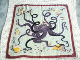 Bent Karlby Danish Designer Scarf Enchanted Octopus 36&quot; x 34&quot; Vintage 1945 RARE - £256.39 GBP