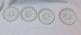 VTG Crystal Bohemia Pinwheel Czechoslovakia Brunswick Star 4 Set Glass Coasters - £28.53 GBP