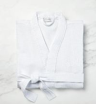 Sferra Edison White Waffle Robe - Kimono Style - Cotton Blend - £75.66 GBP